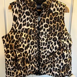 Lands’ End leopard print down puffer vest